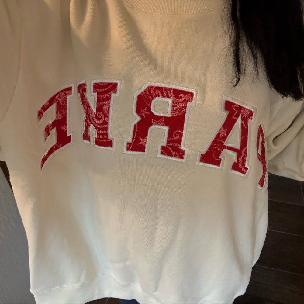 Coastal Varsity Mockneck Sweatshirt - Cream & Red